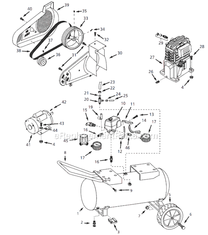Page A Diagram and Parts List for VT618205 2003 Campbell Hausfeld Compressor